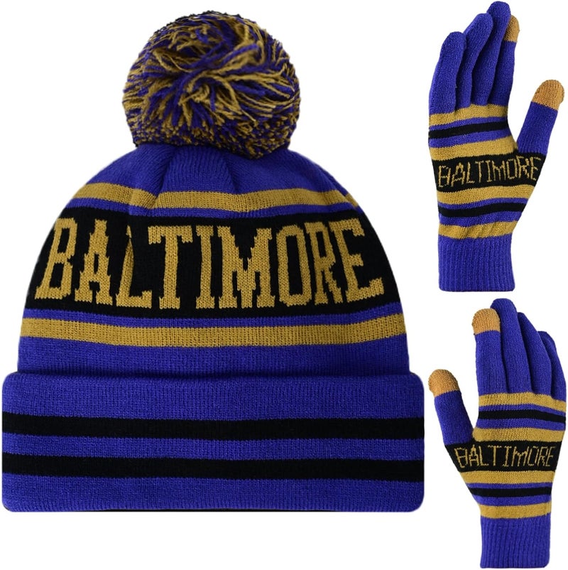mtstaowe Vintage Classic Skull Cap Beanie Hat Cuffed Winter Hat Knit Comes with Warm Gloves Gifts for Men Women Fans - Image 1